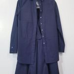 Derek Lam 10 Crosby Navy Collared Poplin Shirt Dress Pleated School Girl Blue Size 0 Photo 1
