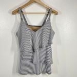 Cacique  Swim Tankini Top Striped Tiered Layered Swimsuit‎ Top Size 16 Photo 1