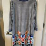 NWOT Beige by eci Blue/black floral Striped mixed pattern dress XL vneck stretch Black Photo 3