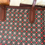 Fossil  Sydney Tote Geometric print/leather trim. Green, pink,red and dust bag Photo 4