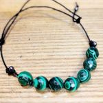 Malachite adjustable slide knot bracelet Green Photo 1