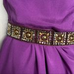 Trina Turk Silk Dress Womens Size 8 One Shoulder Beaded Belted Mini Party Purple Photo 3