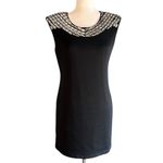 Allen Schwartz Prive sleeveless sheath dress with a beaded, embellished neckline Black Photo 10