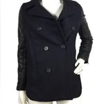 All Saints Zaskia Pea Coat Navy Wool Black Leather
Sleeves Double Breasted Photo 1