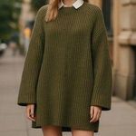 Free People NWT Boat Neck Tunic Sweater Small, CHIVE COMBO Photo 0