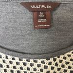 Multiples Top Womens Medium Gray Multicolor Stripe Fringe Stretch Blouse Photo 6