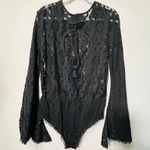 Free People NEW Black Lace Flare Sleeve Bodysuit Better With Time Medium Goth Photo 14