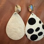 Cow Print Earrings White Photo 2