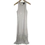 J.Crew Collection White Sequin Fringe Maxi Dress Formal Evening Gown Size 2 Photo 0