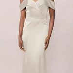 Revelry Bardot Satin Off Shoulder Maxi Dress in Soft Champagne Size 8 Gold Photo 1