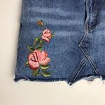 Topshop  Denim Mini Skirt Floral Embroidered Jean Skirt Blue Size 2 Photo 2