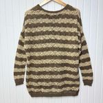 Peruvian Connection  Vintage‎ Crochet knit Brown and Cream Striped Sweater Size L Photo 5
