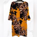 Navy and Gold Floral Ruffle Sleeve Dress size 8 NWOT Purple Photo 1