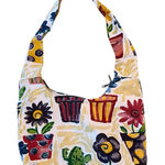 Sun And Sand Tote Plants Cactus Flowers Canvas Shoulder Bag Colorful Zip Pocket Purple Photo 0