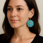 Women's Unbranded Blue Green Floral Enamel Drop Earrings One Size Photo 0