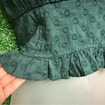 Hollister  Forest Green Puff Sleeve Milkmaid Eyelet Crop Top Large Photo 2