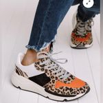 White Raven Willow Leopard Sneaker with Black and Orange Size 10 Photo 2