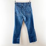 Mother The Hustler Ankle Fray Mid Rise Raw Hem Flare Jeans in Home Movies Blue 4 Size 27 Photo 6