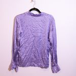 Aritzia Wilfred Peaufiner Satin Collared Long Sleeve Button Blouse Soft Lilac XS Photo 2