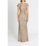 Badgley Mischka Size 2 Gold Sequin Cowl Back Gown Photo 7