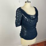 Tadashi Shoji  Navy Sheer Mesh Sequin Top Photo 1