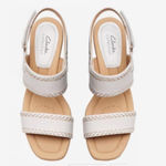 Clarks  | Women's White Leather Comfortable Espadrille Wedge Sandals, Size 7W Photo 1