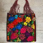 Handmade Mayan Textile Embroidered Tote Colorful Floral New Photo 0