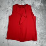 ZARA  Shirt Womens Small Red Ruffle‎ Blouse Basic Minimalist Office Wear Casual Photo 1