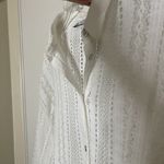 ZARA white crochet knit button down resort wear long sleeve beach top XL Photo 4
