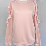 Central Park West New Ruffle Trim Cold Shoulder Sweatshirt Blush Pink Photo 3