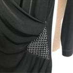 Chico's ‎ Travelers Blouse Long Tunic Size 3 Black 3/4 Sleeve Acetate Stretch Photo 2