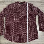 Ivanka Trump  Burgandy Dressy LS Blouse Women’s L Half Clasp Button Office Wear Photo 9