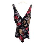 Free People  Floral V-Neck Boho‎ Romper Black Small Photo 1