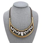 BaubleBar Statement Necklace Clear Rhinestone Antique Brass Photo 1