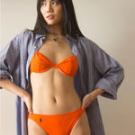 Ralph Lauren Women’s 90’s Polo  Sport Hot Orange Bikini Size 14 Bottoms And Top Photo 0