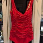 Peter Nygard Red Ruched One-Piece Swimsuit Photo 0