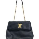 Vintage PALOMA PICASSO Italian Black Leather Gold Chain Shoulder Bag Photo 2