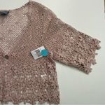 Crocheted Cardigan Shrug Cottagecore Costal Grandma Boho Shabby Chic Blush Pink Photo 14