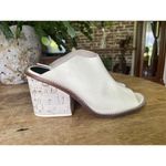 Tibi White Leather Open Toe Mules Cork Block Heel Sandals Size 39 US 8.5 Photo 2