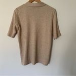 Calvin Klein Ribbed Mock Neck Short Sleeve Sweater Beige NWT Women's Size Large Photo 6