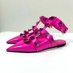 Valentino Garavani  Roman Stud leather Point Toe Flats Pink 37.5 NEW Photo 2