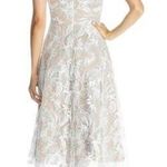 Dress the Population NEW Elisa Vine Embroidered Midi Dress White Nude Small Photo 1