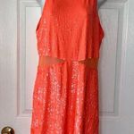 Alice + Olivia  Cara Sleeveless Coral Orange Sequin Mini Dress SZ 14 Back Zip NEW Photo 2