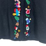 Mercer Street Studio Zip Up Sweater Vest Womens PM Black Embroidered Christmas Size undefined Photo 2