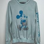 Disney Parks DisneyLand Mickey Mouse Pullover Crew Sweatshirt Size S Blue Silver Photo 0