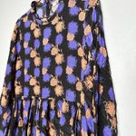 HOFMAN COPENHAGEN Purple Black Floral Elise Print Ruffles Mini Dress Size 42 Photo 4