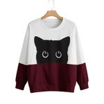 SheIn Plus Cat Print Color Block Pullover sweatshirt size XL Photo 1