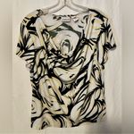 Chico's  Black Yellow White Abstract Blouse Top 3 16 XL Photo 4