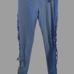 Alo Yoga  Interlace Blue Size Medium Womens High Rise Leggings Activewear Stretch Photo 0