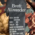 Vintage 90s Brown Dark Floral Long Sleeve Rayon Maxi Dress 10 Autumn Romantic Photo 9